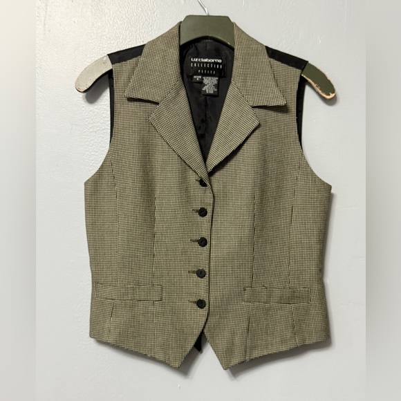 Liz Claiborne Jackets & Blazers - #5)  Vintage Liz Claiborne  Green, white, Black and Checkered Vest